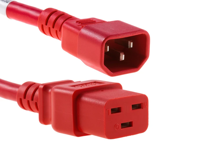 Power Cord, C14 toC19, 3 ft, 14AWG, Red