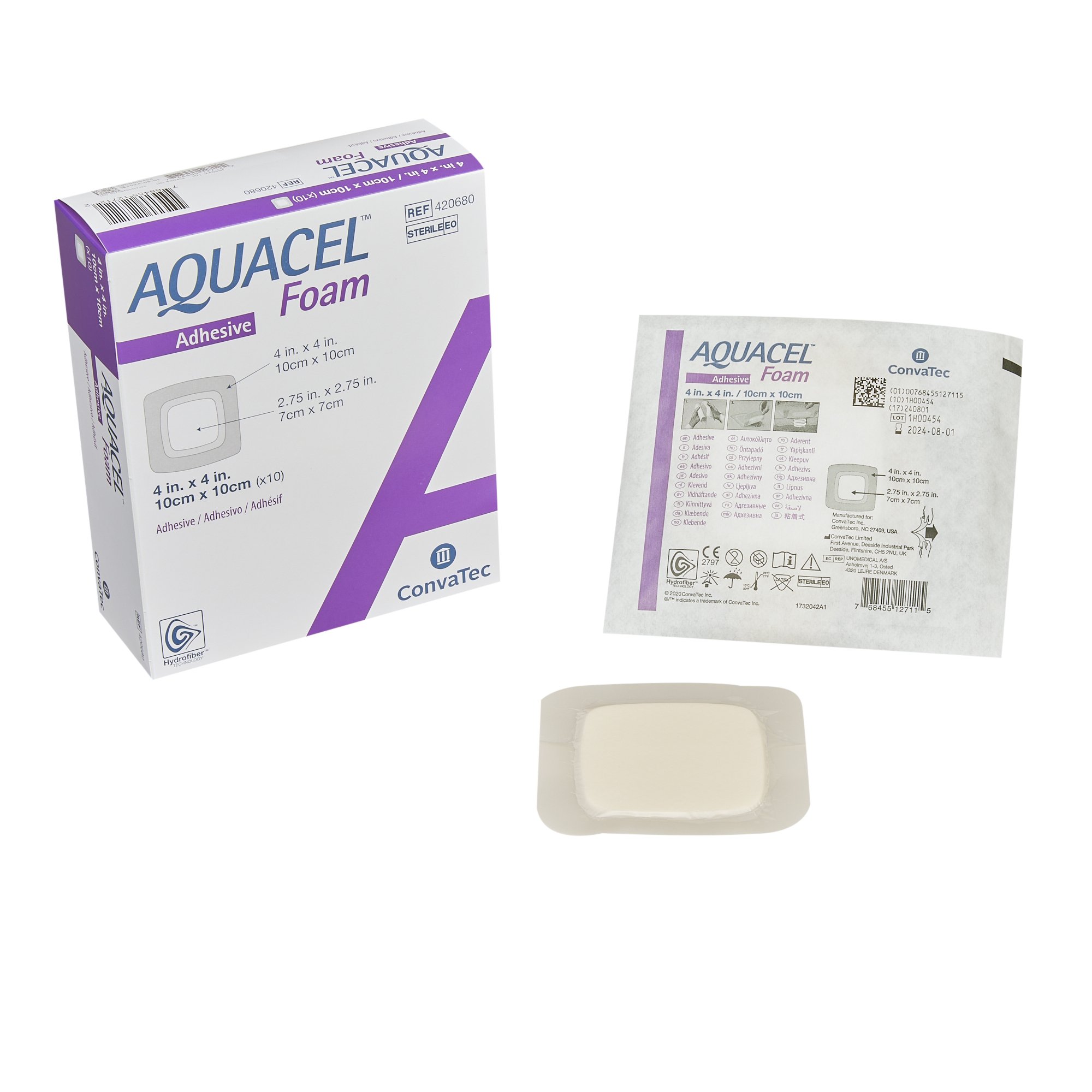Aquacel Silicone Adhesive with Border Silicone Foam Dressing, 4 x 4 Inch MK 1156827