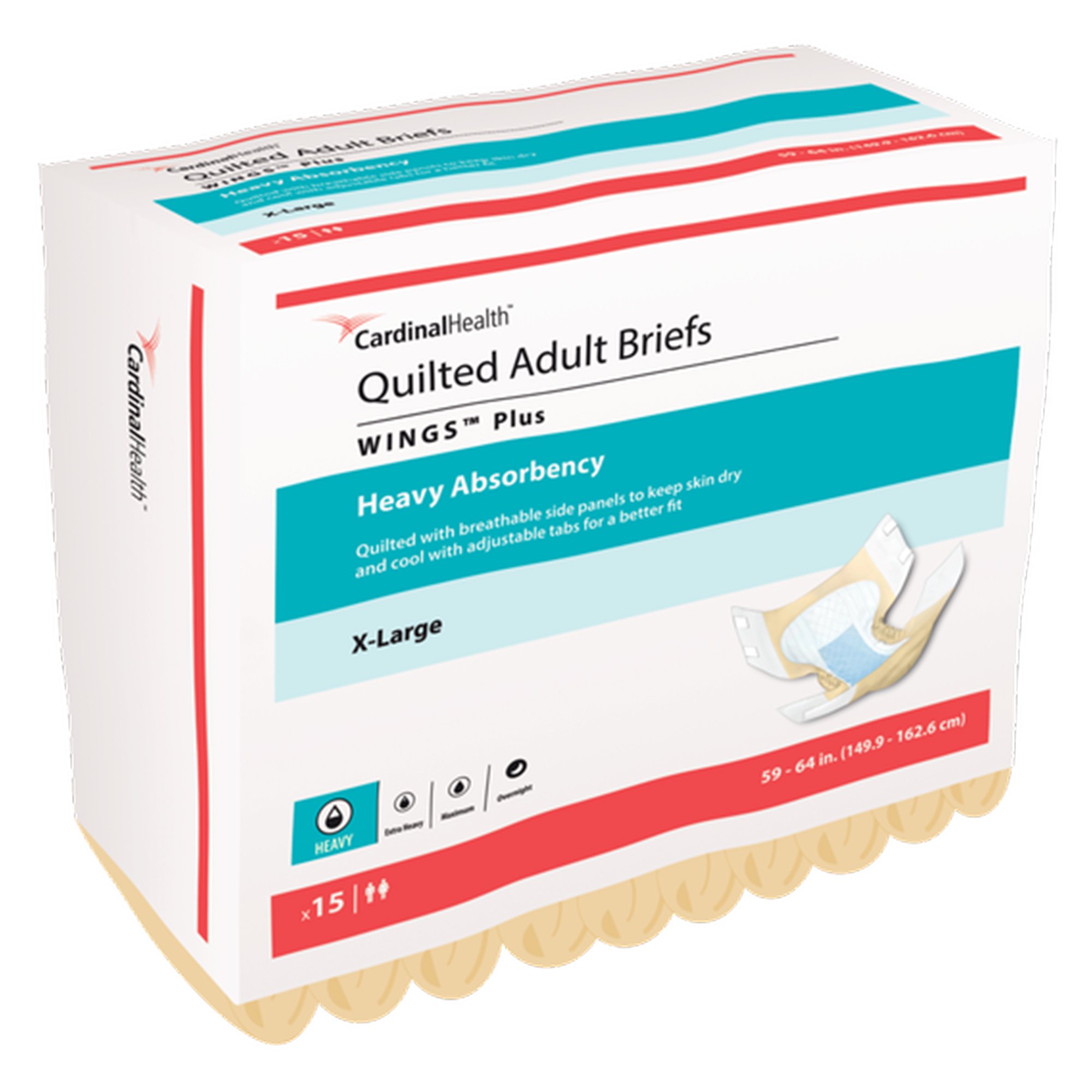 Wings Plus Quilted Heavy Absorbency Incontinence Brief, Extra Large MK 868374