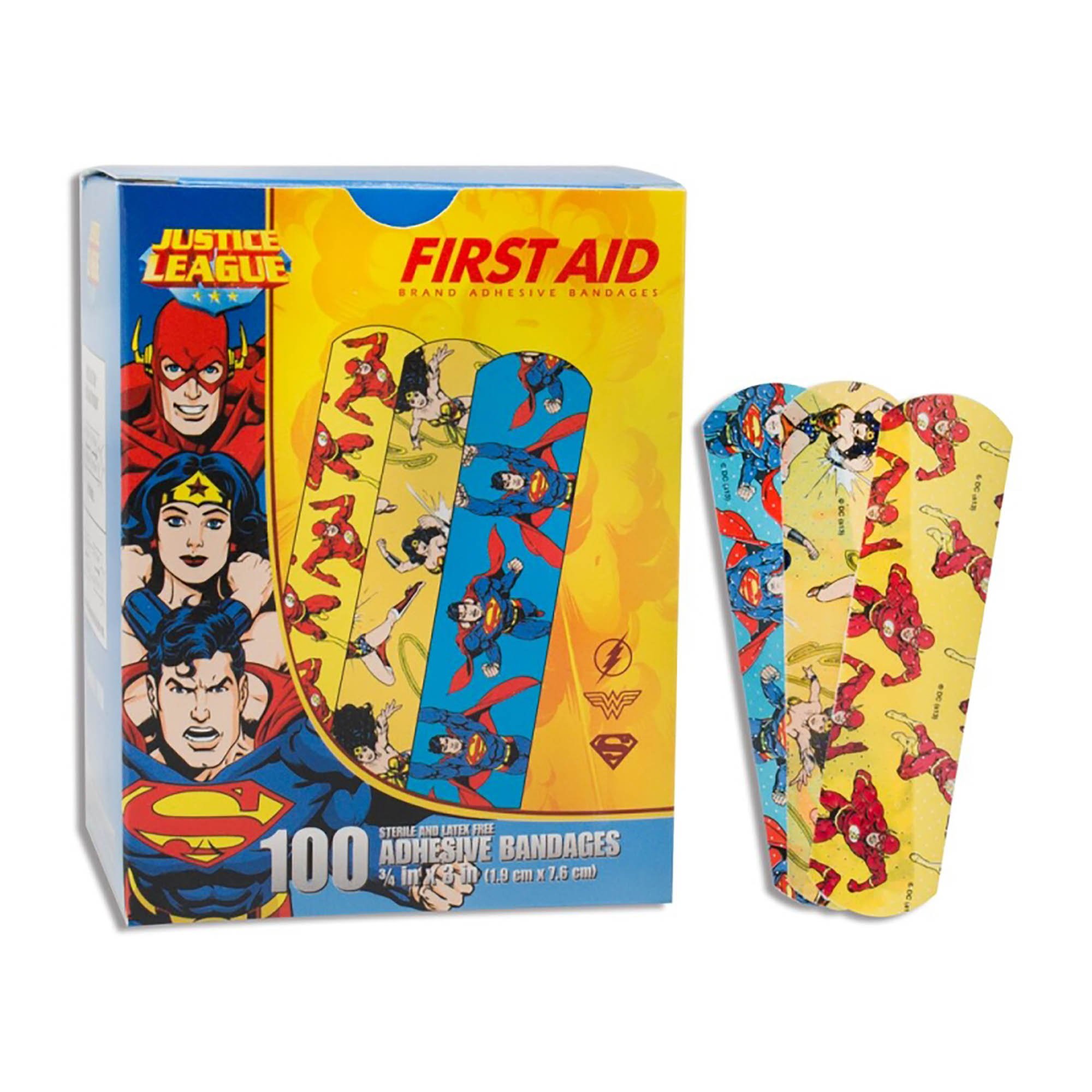 American White Cross Stat Strip Kid Design Justice League Adhesive Strips MK 928131