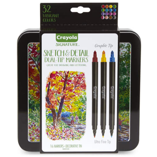 Crayola Signature Sketch & Detail Dual-Ended Markers - Super Tip/Ultra Fine Tip (16 count)