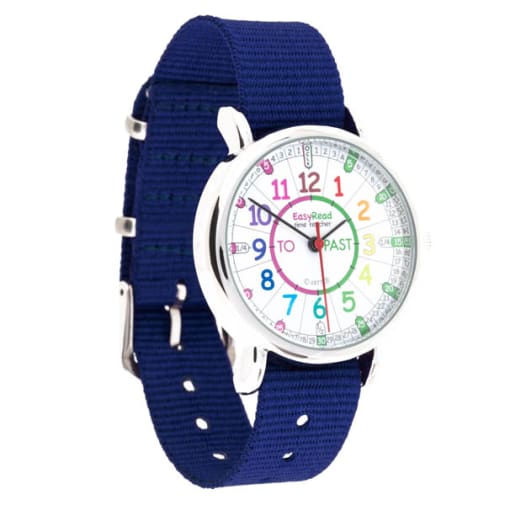 EasyRead Time Teacher Rainbow Past & To Watch - Navy Strap