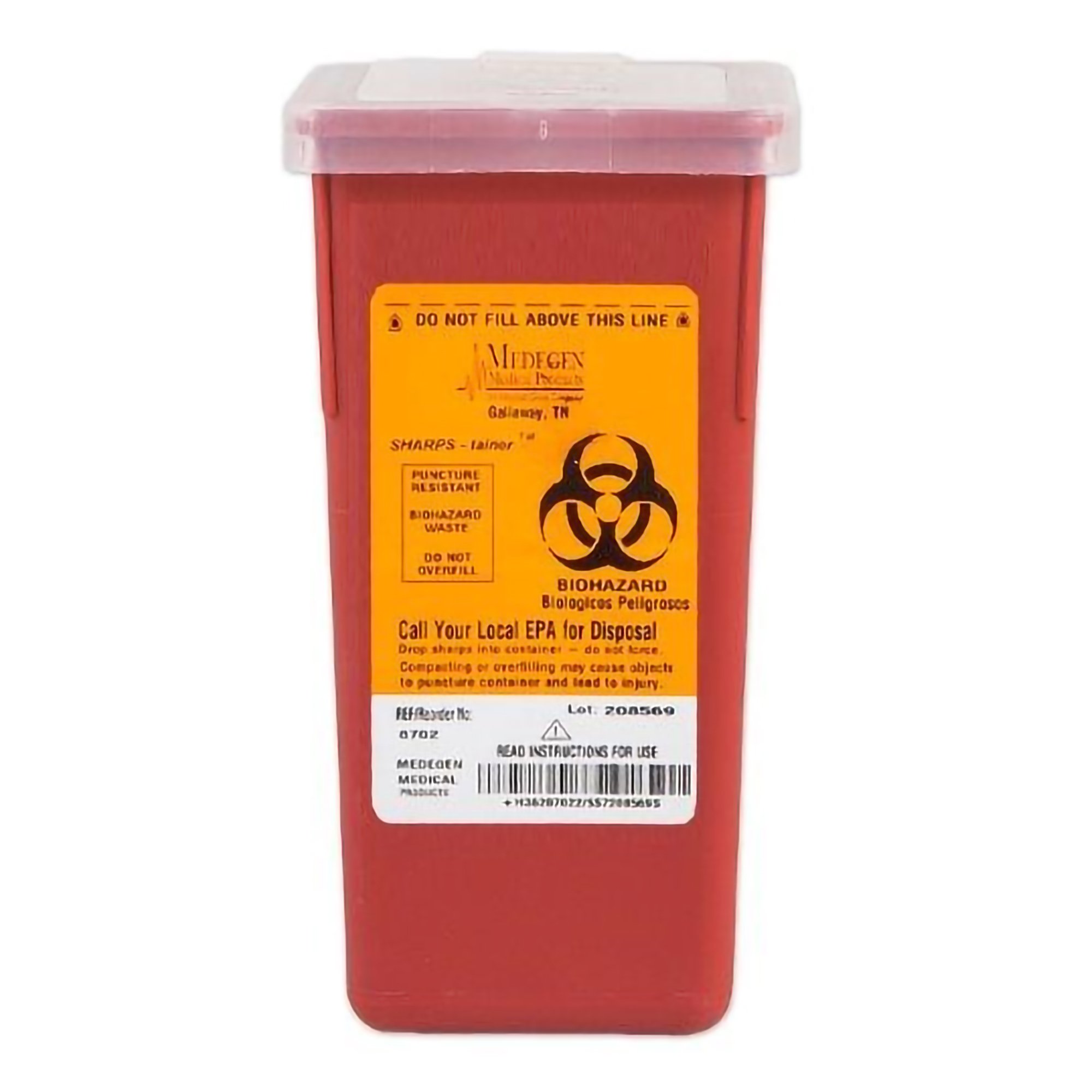 Sharps Multi-purpose Sharps Container, 1 Quart, 7 x 3-1/2 x 3-1/2 Inch MK 471763
