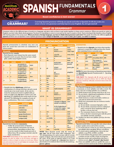 Spanish Fundamentals 1 - Grammar Quick Study