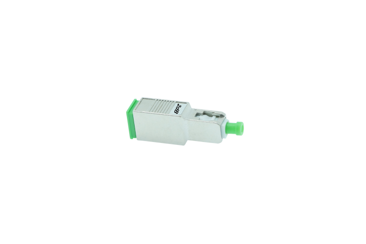 SC/APC Singlemode Fiber Optic Attenuator – 2dB, Metal, Green