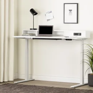 Electric Adjustable Height Standing Desk with Built In Power Bar