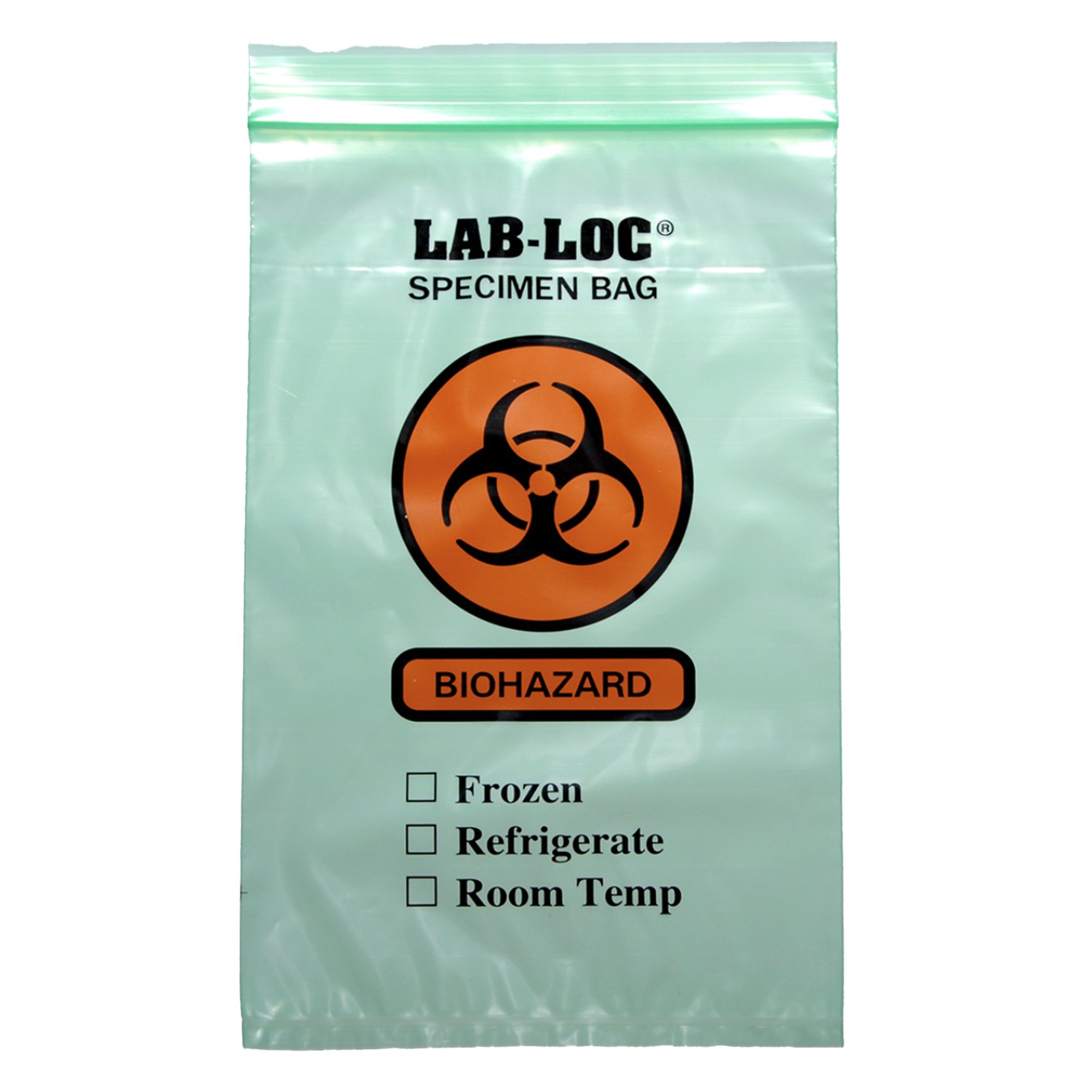 Lab-Loc Specimen Transport Bag, Document Pouch, Zip Close, Green Tinted, 6 x 9 MK 586195