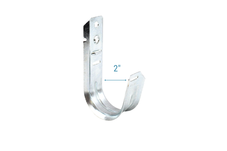 2 Inch J-Hook, 25 pack (Wallmount Style with Retainer Clips)