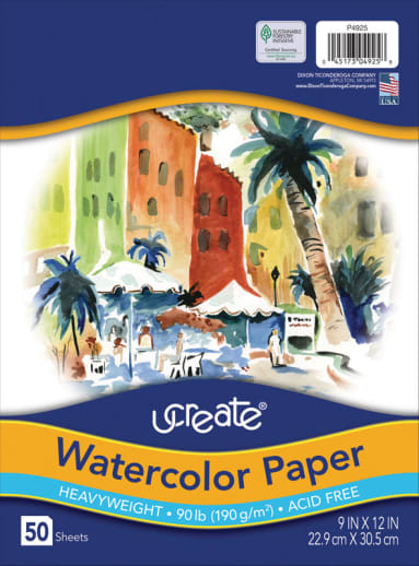 Ucreate White Watercolor Paper in Packages - 9" X12" 50 Sheets