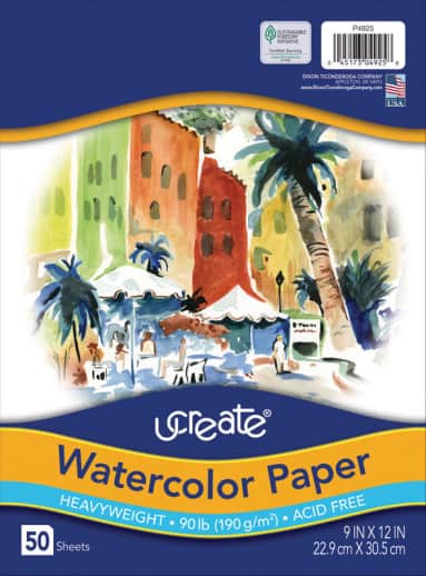 Ucreate White Watercolor Paper in Packages - 9" X12" 50 Sheets