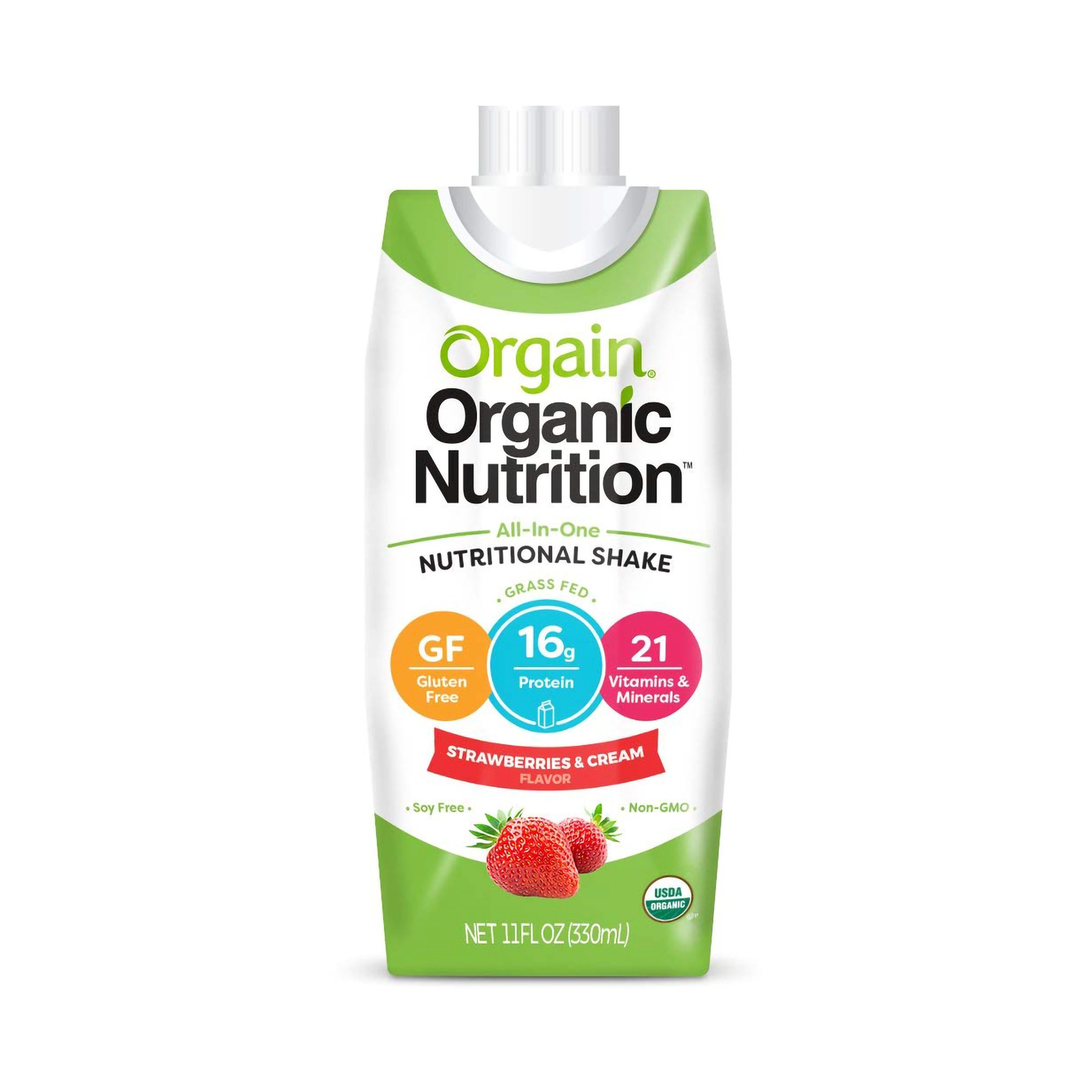 Orgain Organic Nutrition Strawberry Nutritional Shake, 11-ounce carton MK 1039283