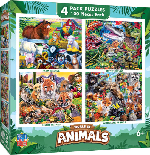 World of Animals 4-pack 100-Piece Puzzles