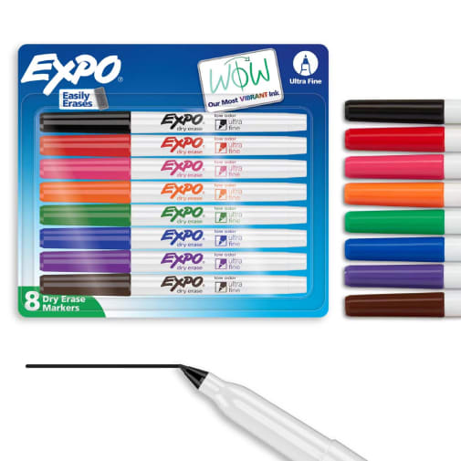 Expo Low Odor Ultra Fine Dry Erase Markers (8 assorted colors)