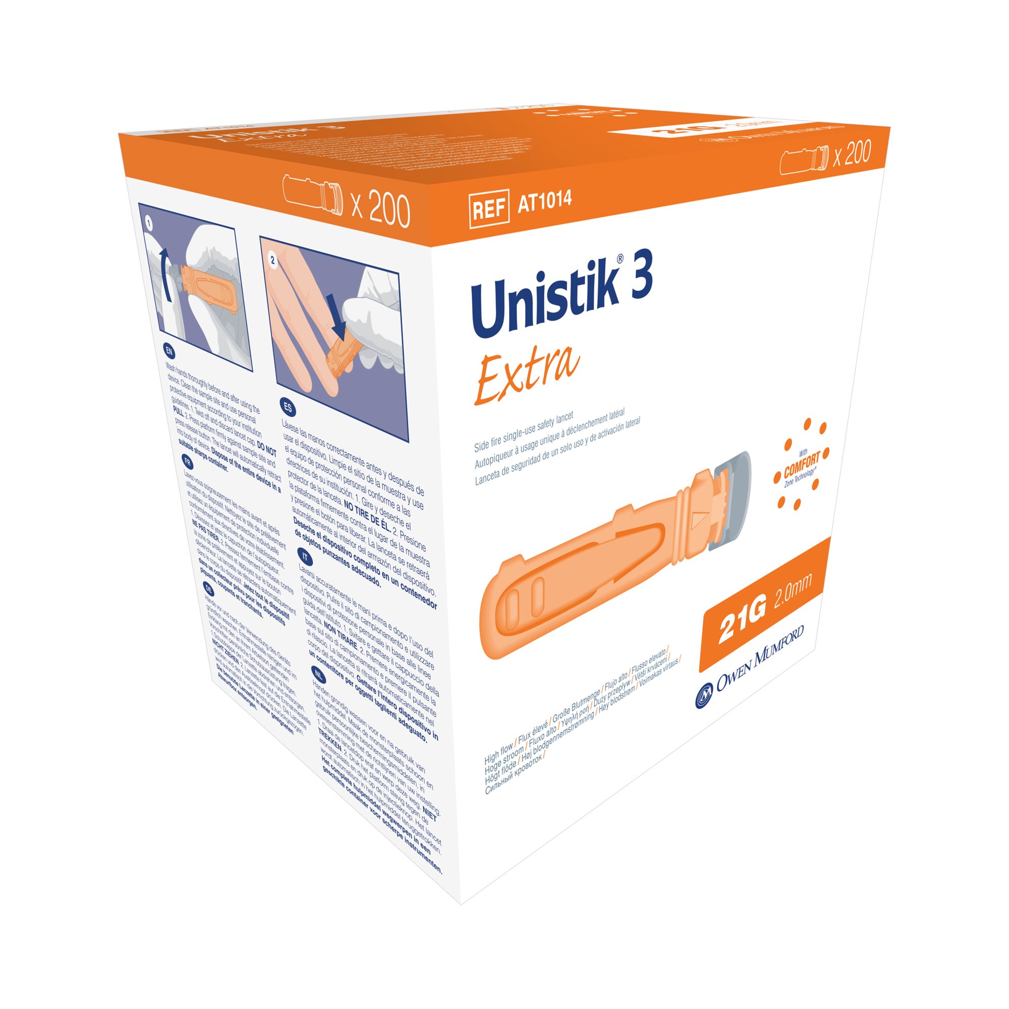 Unistik 3 Extra Safety Lancet, 21 Gauge, 2-mm Depth MK 539417