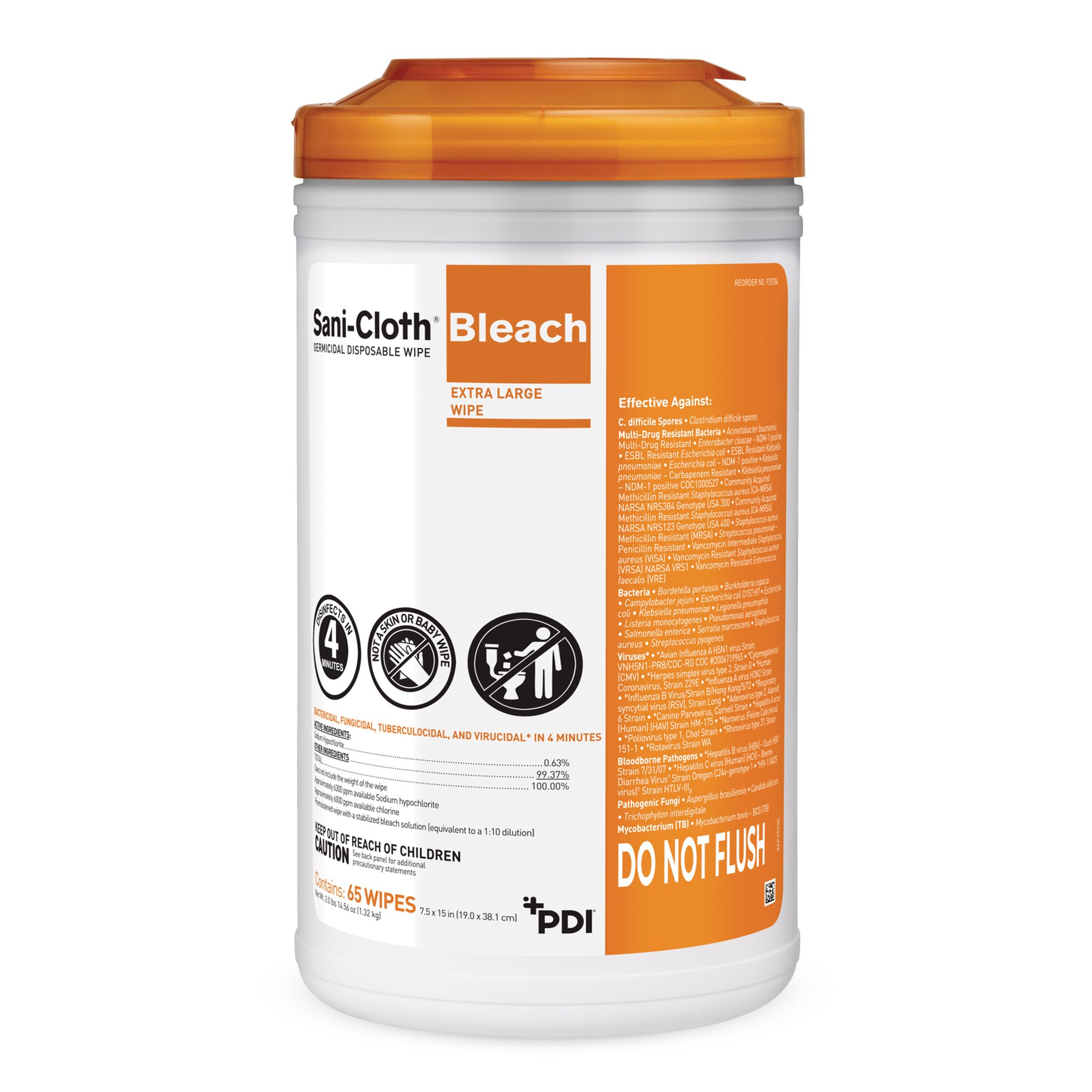 Sani-Cloth Surface Disinfectant Cleaner, 65 Wipes per Canister MK 835086