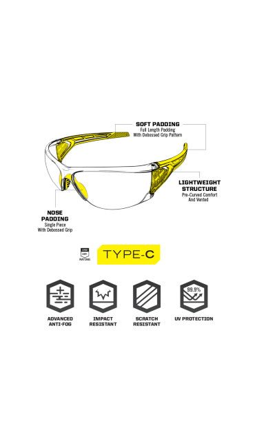 Type-C | Clear/Orange Frame | Clear Lens, Clear/Black, large