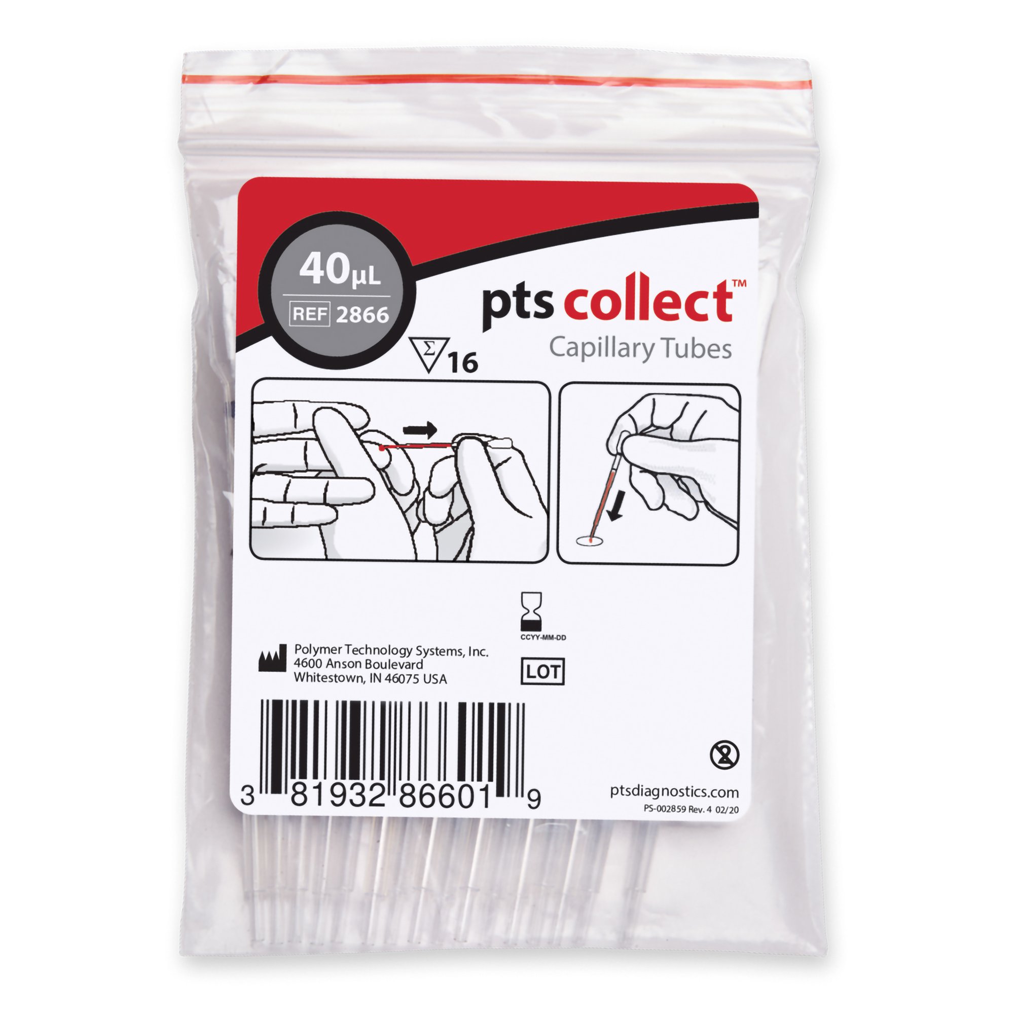 PTS Diagnostics Capillary Blood Collection Tube, 40 L MK 957814