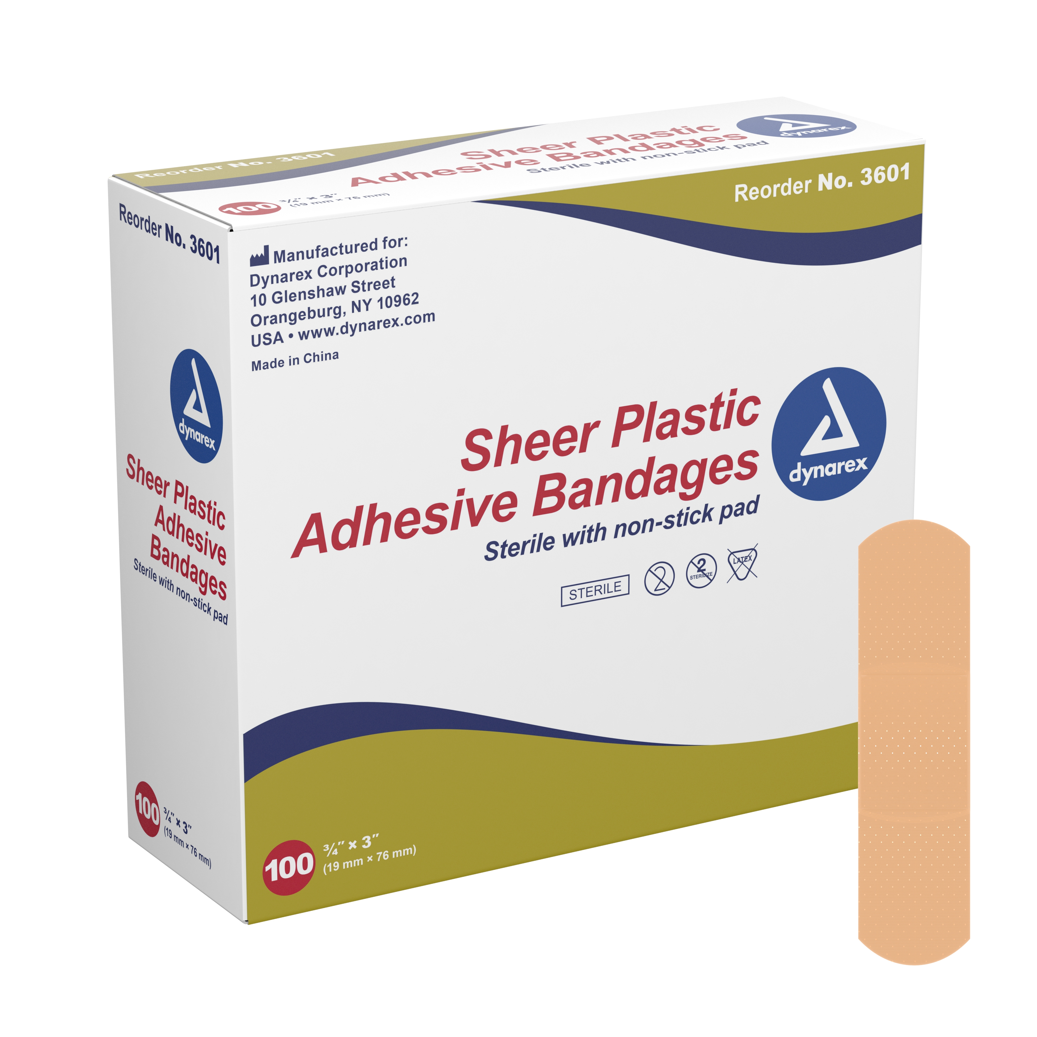 dynarex Tan Sheer Adhesive Strip,  x 3 Inch MK DYN-3601