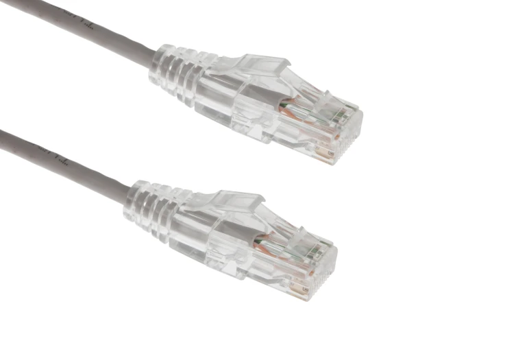 Cat6A Slim Snagless Ethernet Patch Cable, 2 ft, Gray
