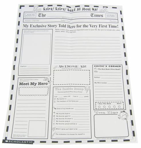 Extra! Extra! Read All About Me! Graphic Organizer Poster