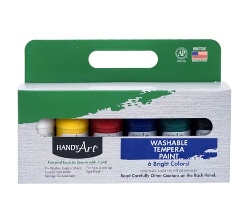 Washable Tempera Primary Colors Paint Markers Set of 6 (2 oz)