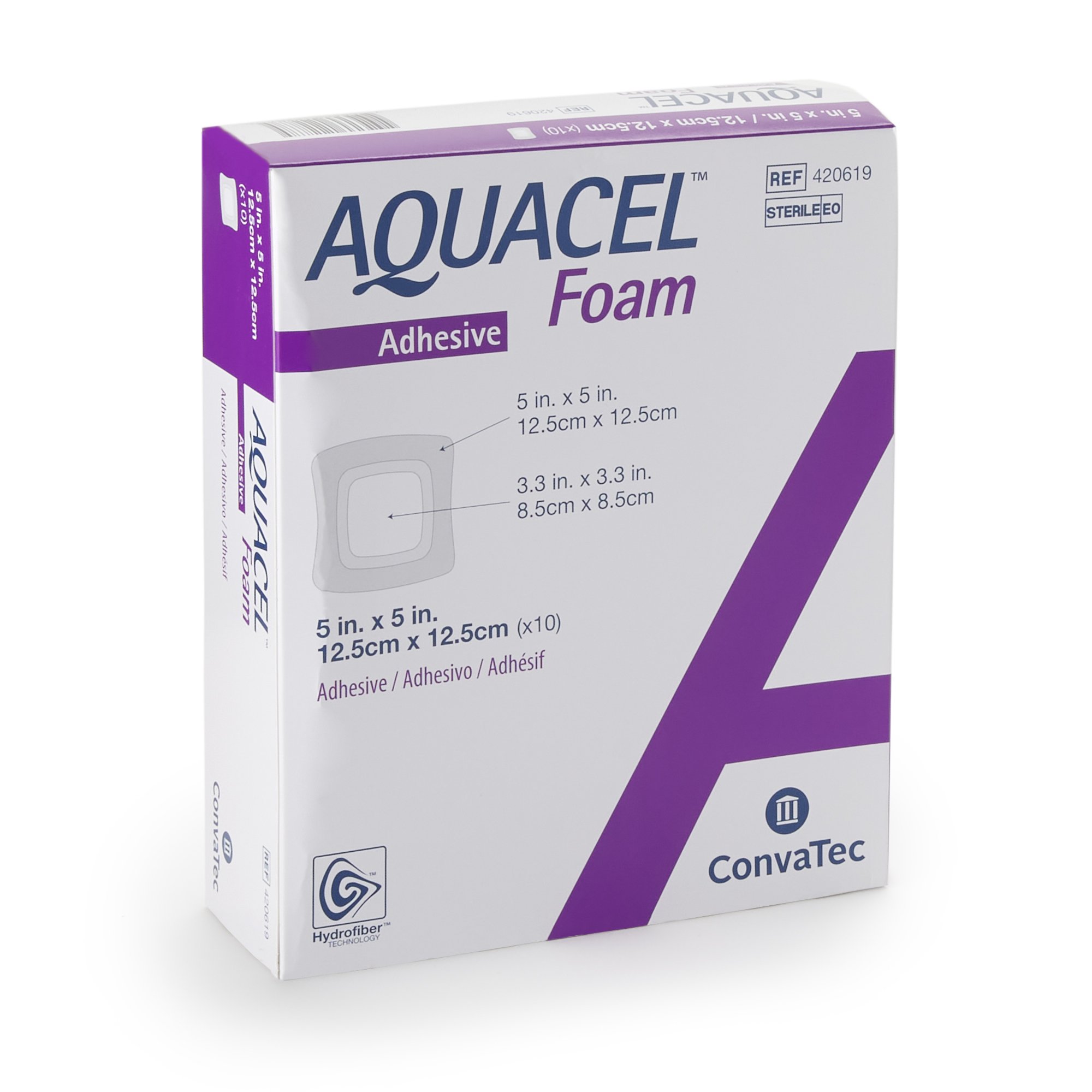 Aquacel Silicone Adhesive with Border Silicone Foam Dressing, 5 x 5 Inch MK 802594