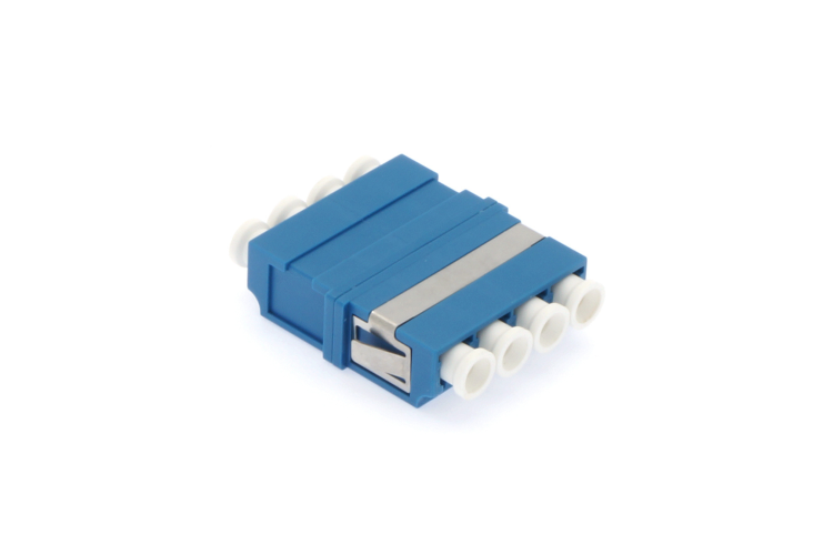 Fiber Adapter, LC/UPC Quad Singlemode, Non-Flanged, Blue