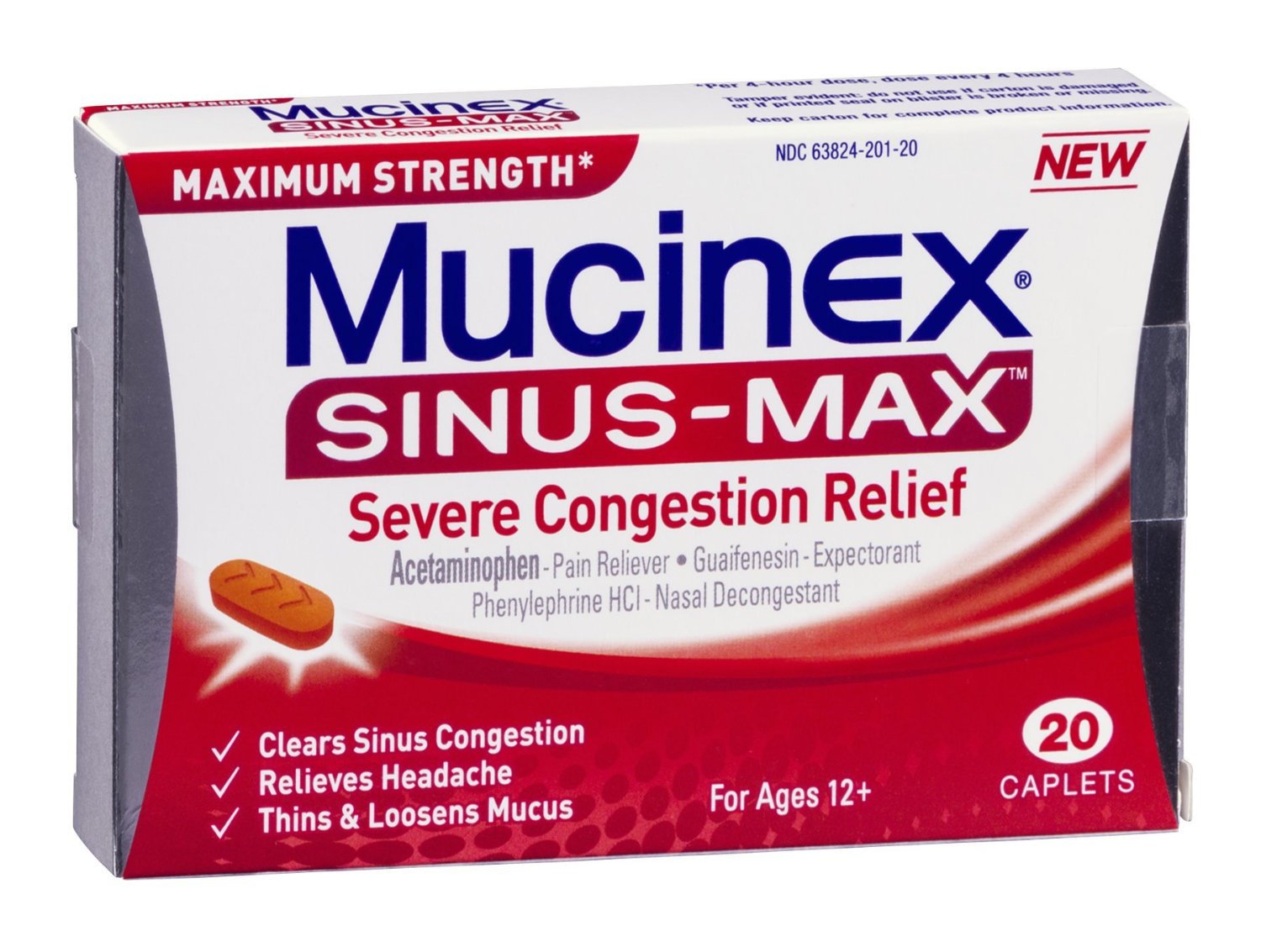 Mucinex Sinus-Max Severe Congestion & Pain Caplets MK 832235