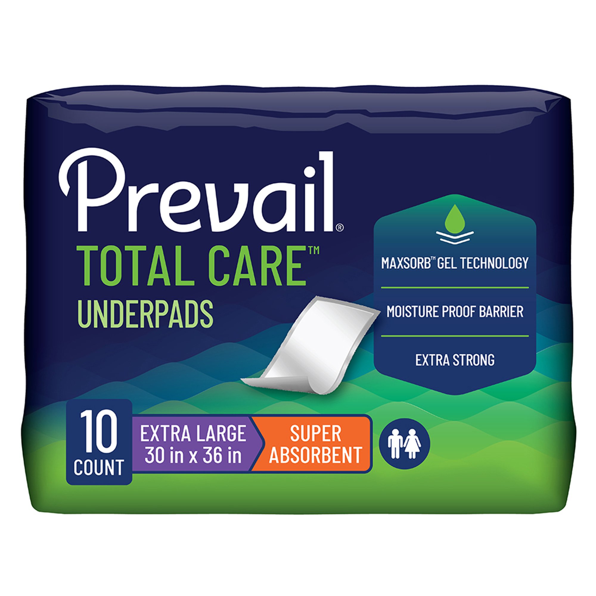 Prevail Total Care Super Absorbent Polymer Underpad, 30 x 36 Inch MK 572724