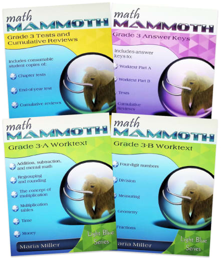Math Mammoth 2024 Grade 3 Black and White Edition Package