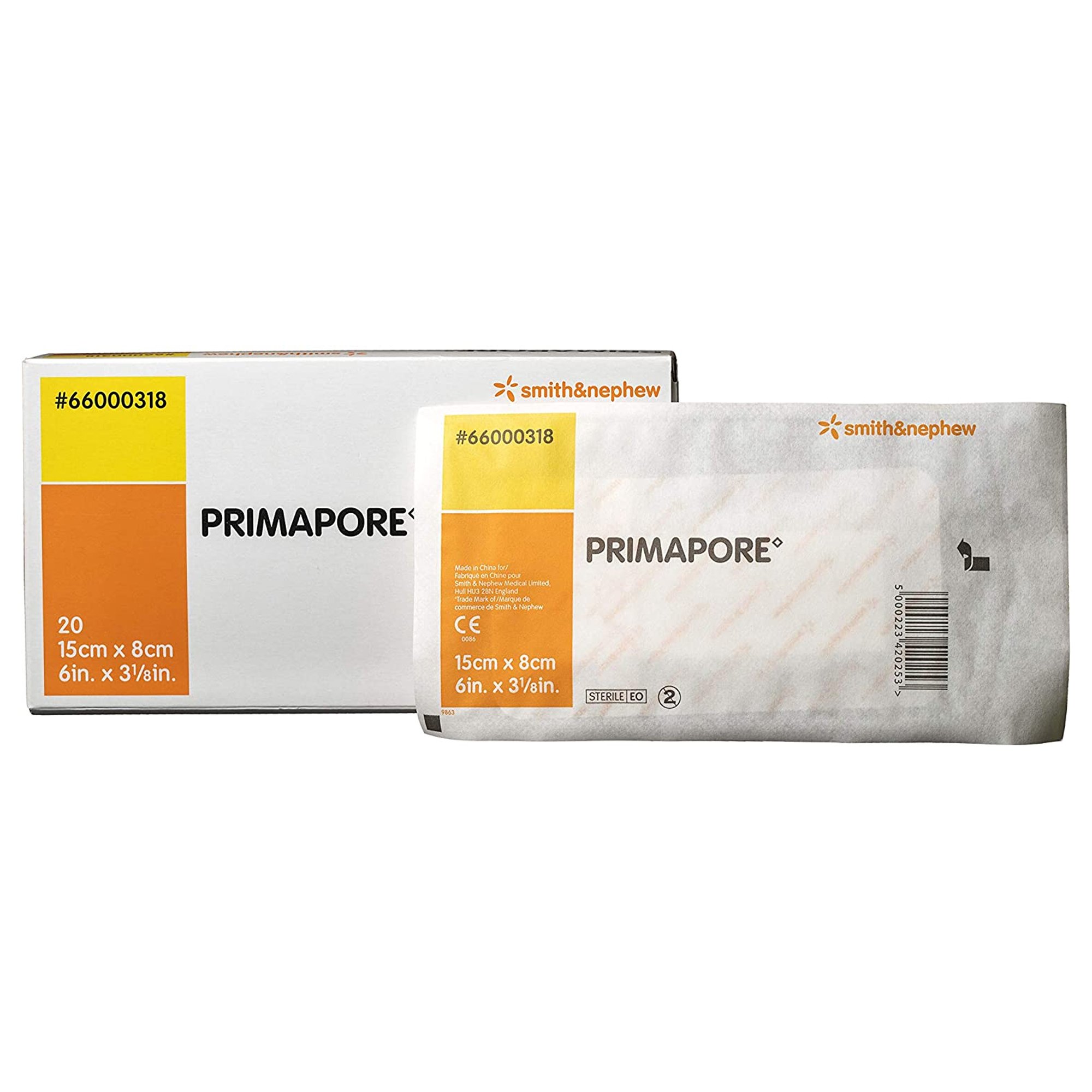 Primapore White Adhesive Dressing, 8 x 15 Centimeter MK 364609