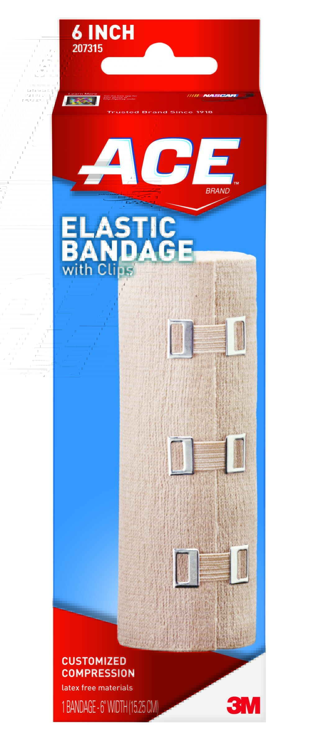 3M Ace Clip Detached Closure Elastic Bandage, 6 Inch x 5-1/3 Foot MK 488157