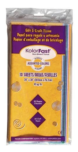 KolorFast Tissue 10 Assorted Colors 20" x 30" 10 sheets