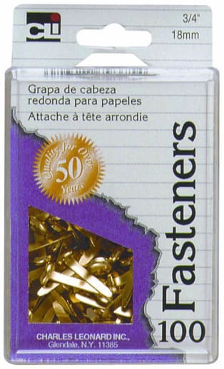 Fasteners - Round Head - Brass Plated 3/4" (100 count)