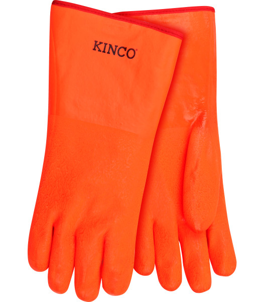 14" Lined Hi-Vis Orange Sandy Finish PVC with Gauntlet