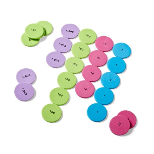 Place Value Disks - 4 Values, 1-1000 (200 disks)