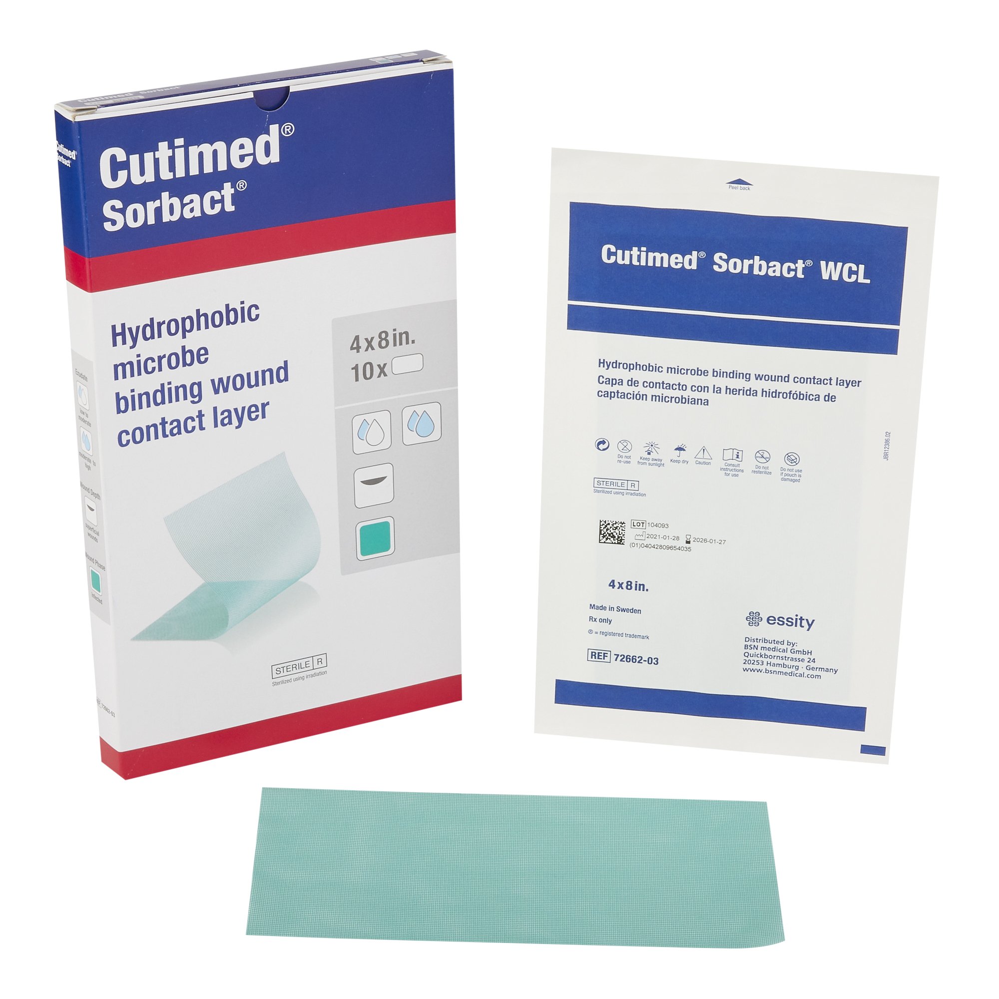 Cutimed Sorbact WCL Antimicrobial Wound Contact Layer Dressing, 4 x 8 inch MK 784063
