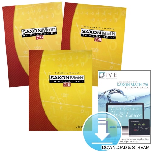 Saxon Math 7/6 4th Edition Homeschool Study Kit Plus DIVE Download & Stream