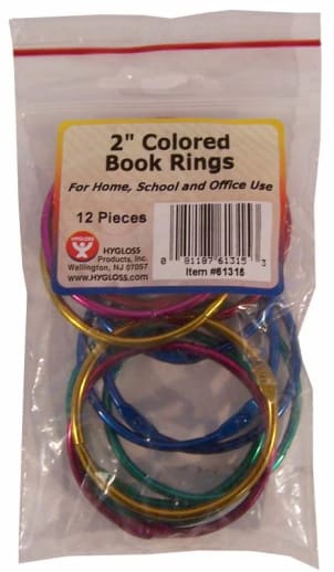 Colored Book Rings 2" - 12 Pcs.
