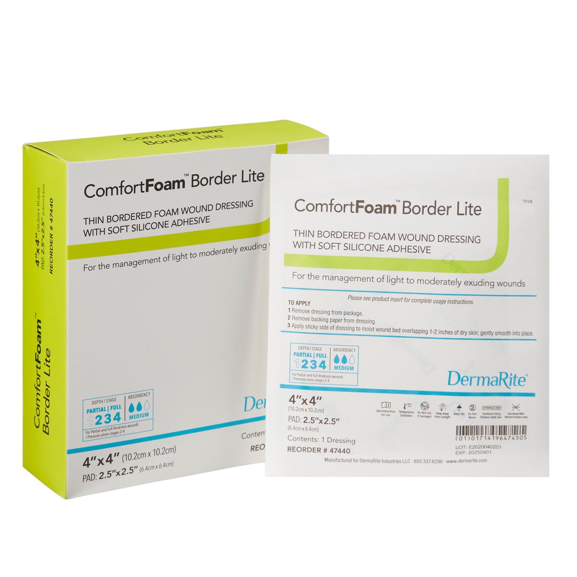 ComfortFoam Border Lite Thin Bordered Foam Wound Dressing, 4 x 4 Inch MK 1003181