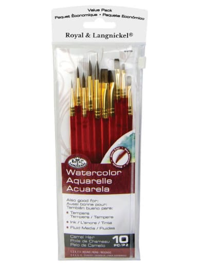 Royal & Langnickel Sable Paint Brush Set Value Pack (10 piece)
