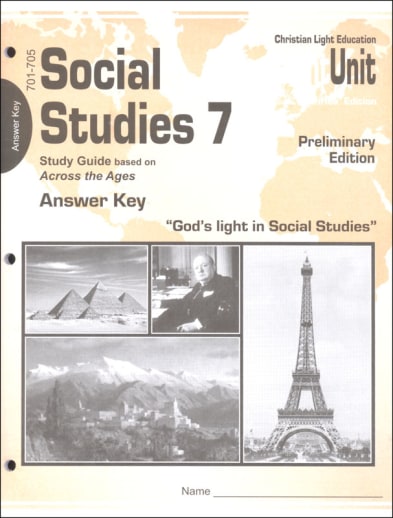 Christian Light Social Studies 701-705 LightUnit Answer Key Sunrise Preliminary Edition