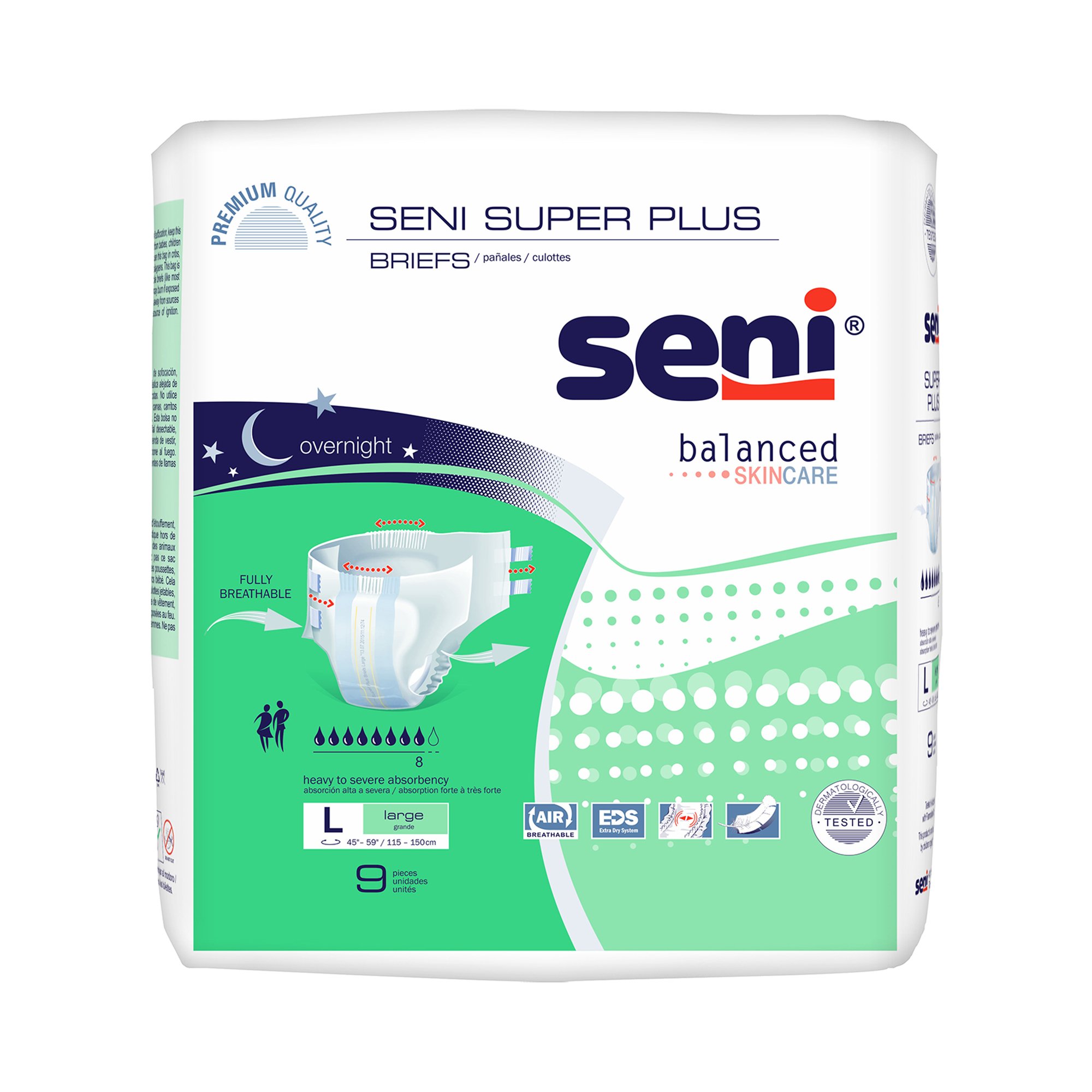 Seni Super Plus Overnight Heavy to Severe Absorbency Incontinence Brief, Large MK 1163824