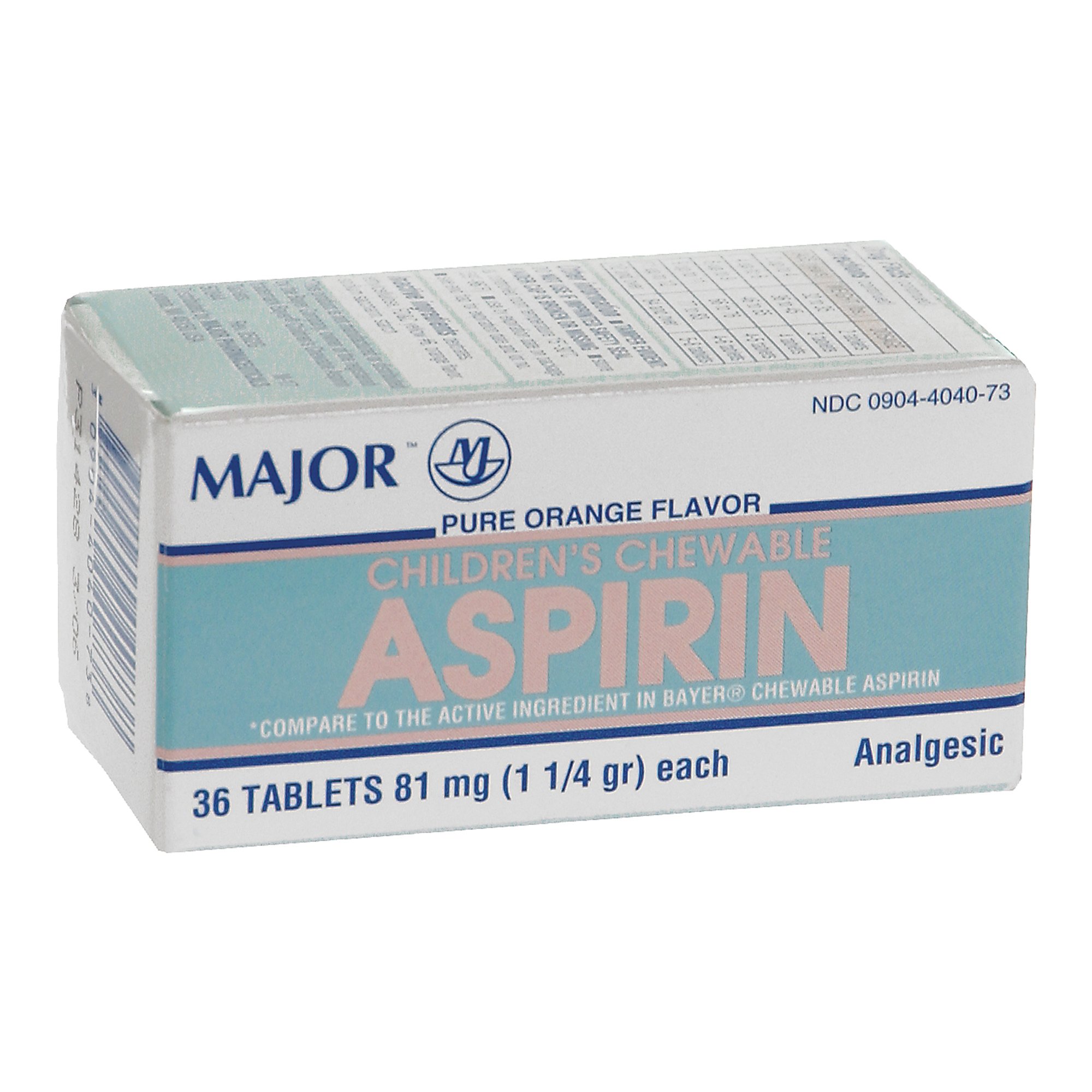 Major Children's Chewable Aspirin, Orange Flavor Analgesic MK 1103950