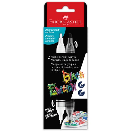 Faber-Castell Shake & Paint Markers Black Edition: Black & White (2 count)