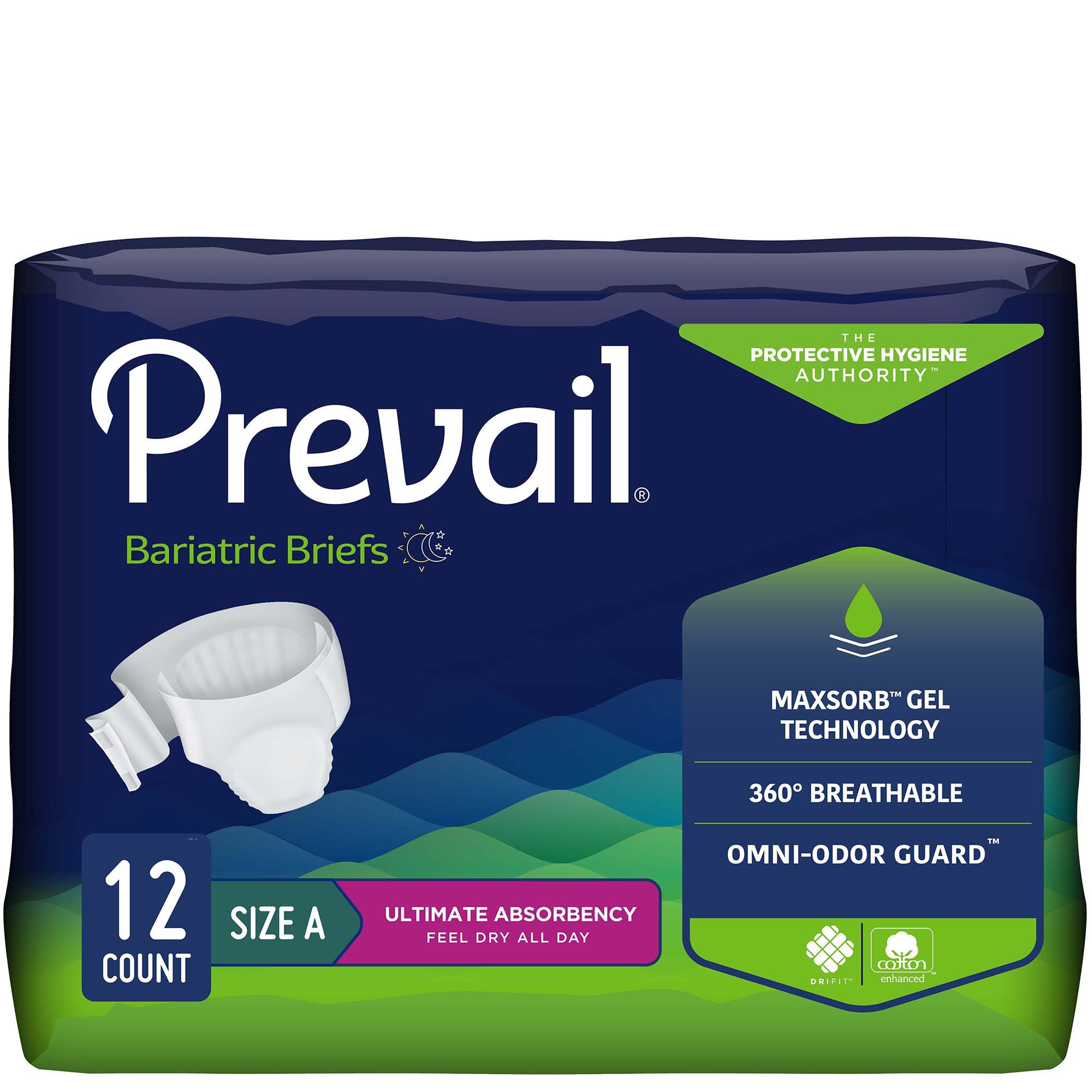Prevail Bariatric Ultimate Absorbency Incontinence Brief, Size A MK 653235