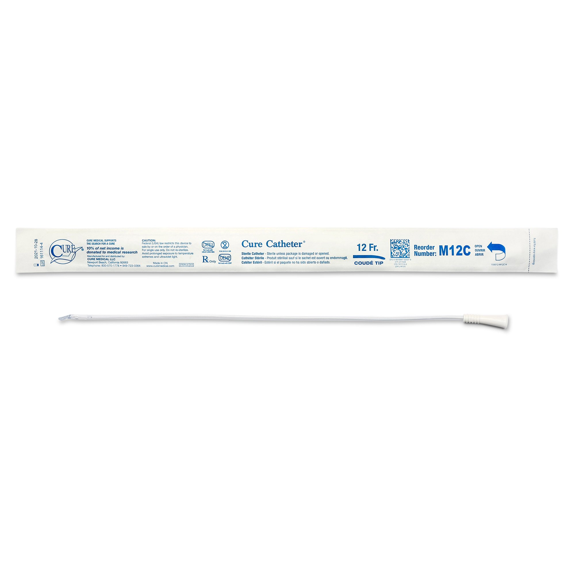 Cure Catheter Urethral Catheter, 12 Fr., Male, Coude MK 781484