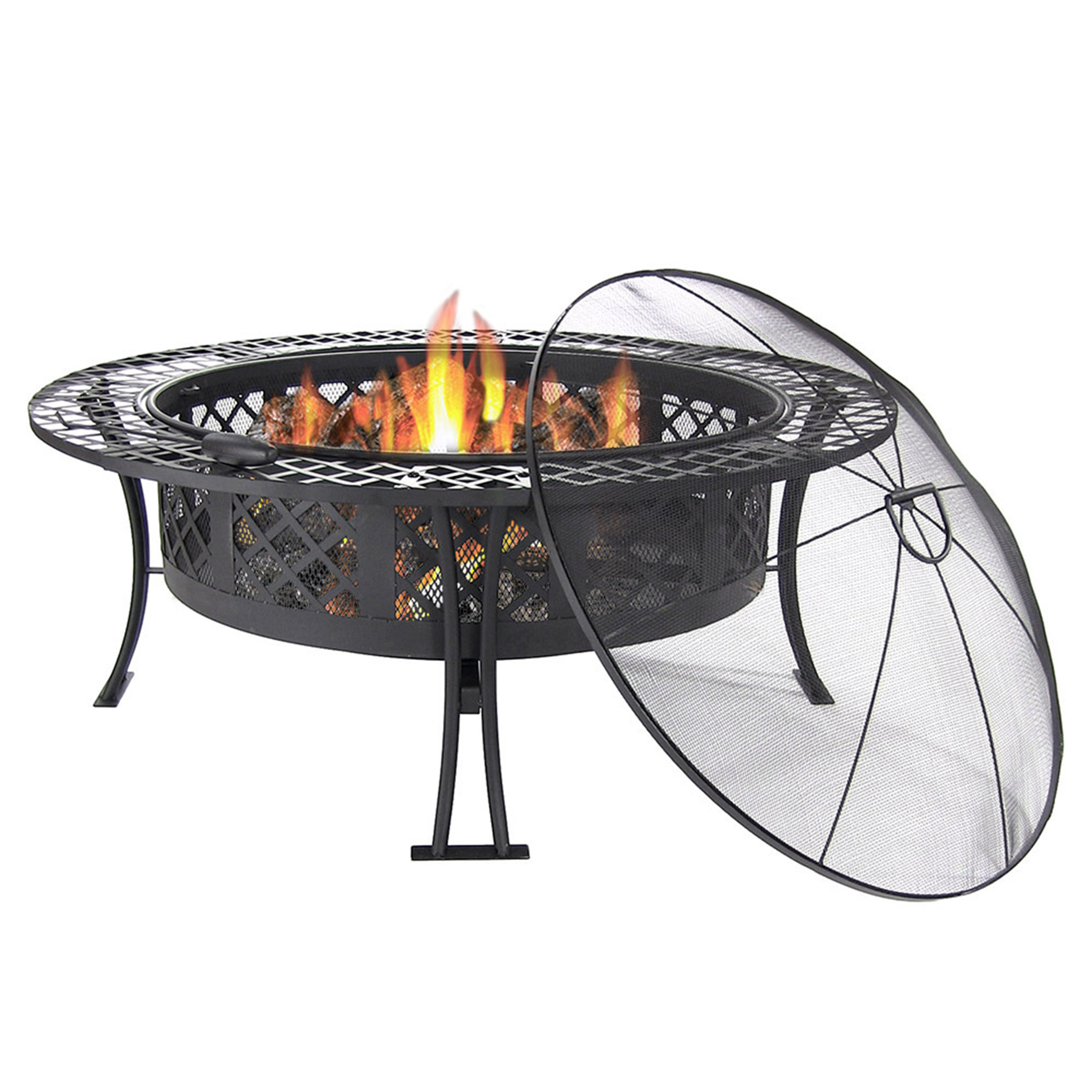 Sunnydaze Diamond Weave Fire Pit with Spark Screen - 40 Inch