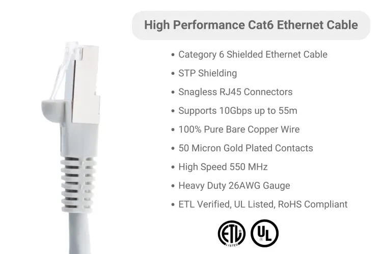 Cat6 Shielded Crossover Ethernet Patch Cable, Booted, 7 ft, Gray