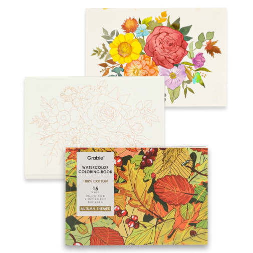 Autumn-Themed Watercolor Coloring Book